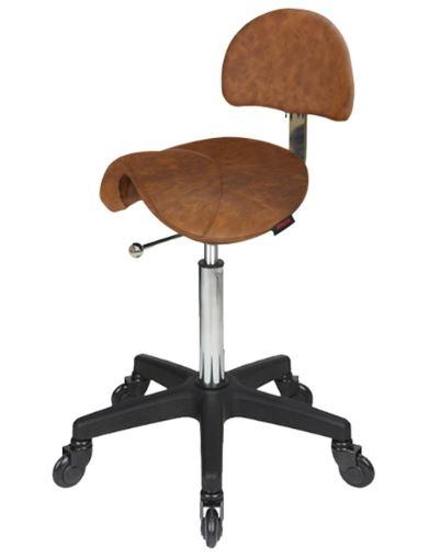 Saddle Stool Tan-with Back and Click'NClean Wheels