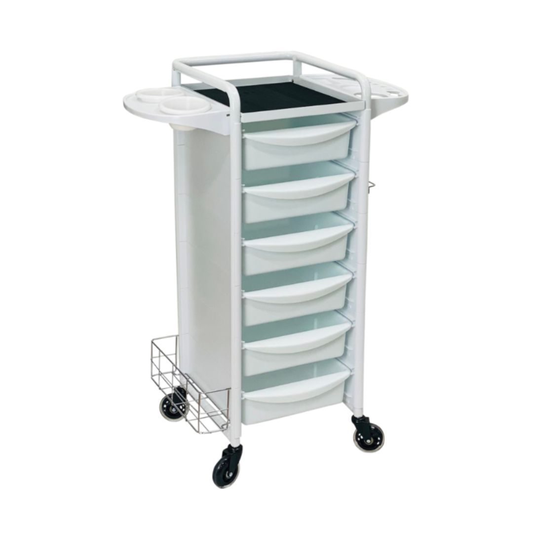 Jasper Trolley 6 Drawer - White