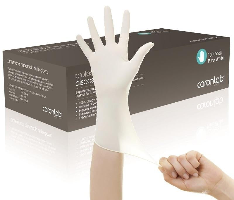 Caronlab Vinyl Powder Free White Gloves