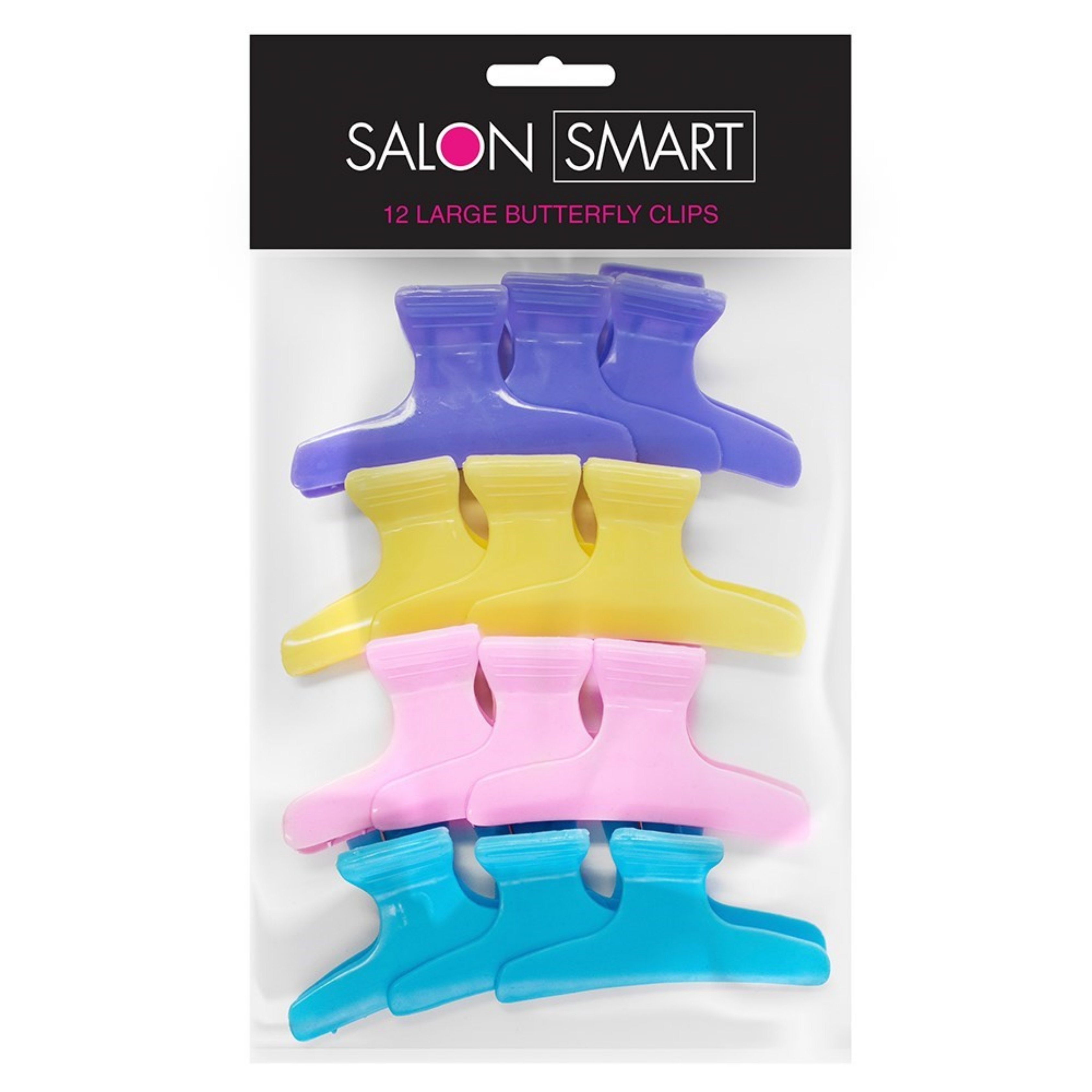 Butterfly Clamps Lge Pastel 12Pk