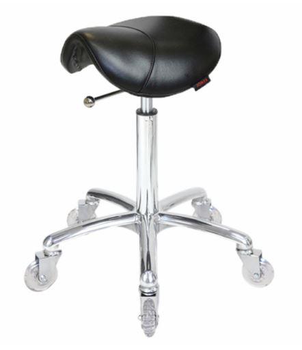 Saddle Stool Black - No Back with Clear Wheels