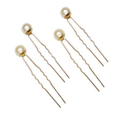 Queen Eliz Pearl Hair Pins 4pce