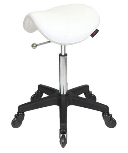 Saddle Stool White with Click'NClean Wheels