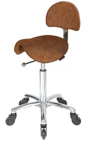 Saddle Stool Tan-with Back and Click'NClean Wheels