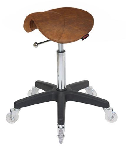 Saddle Stool Tan - No Back with Clear Wheels