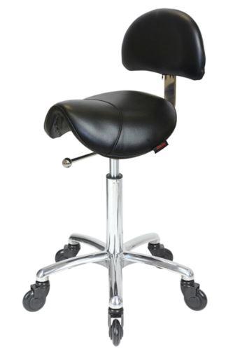 Saddle Stool Black - with Back and Click'NClean Wheels