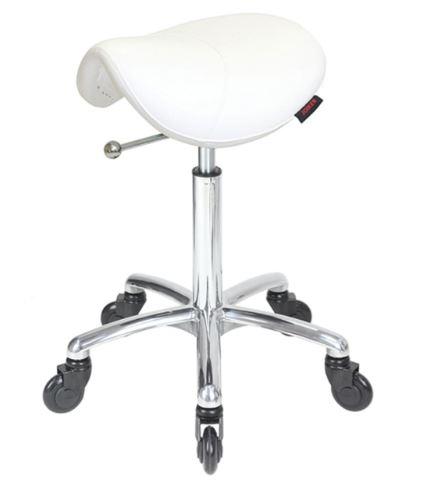 Saddle Stool White with Click'NClean Wheels