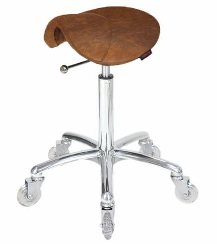 Saddle Stool Tan - No Back with Clear Wheels
