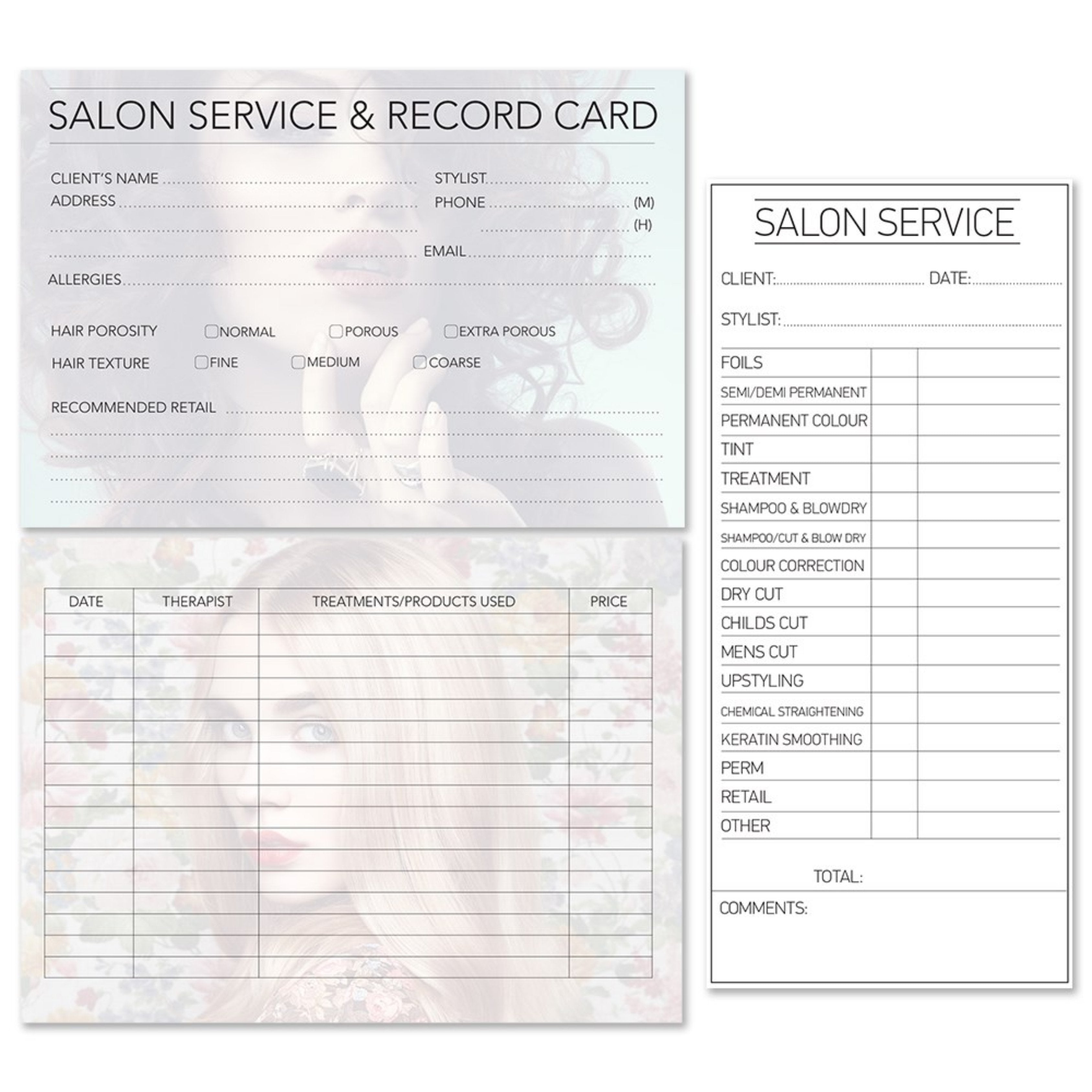 Hairdressing Record Card 100/P