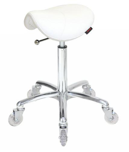 Saddle Stool White - No Back with Clear Wheels